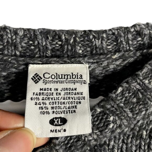 Columbia Men's Black Marled Crewneck Wool Blend Knit Sweater - Picture 6 of 7